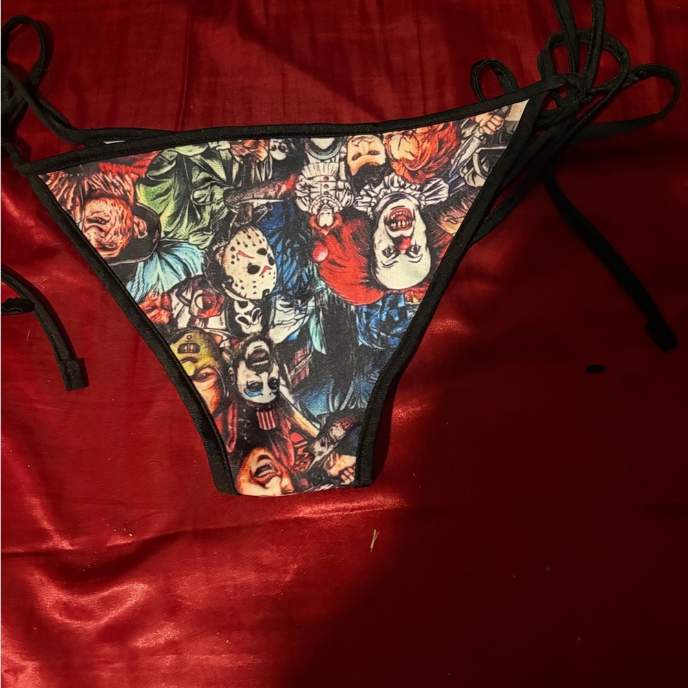 Killstar Horror Print Bikini Bottom - Black and Multicolor